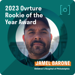 award badge picturing Jamel Barone of Children's Hospital of Philadelphia as Rookie of the Year