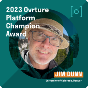 award badge picturing Jim Dunn of University of Colorado, Denver as Platform Champion