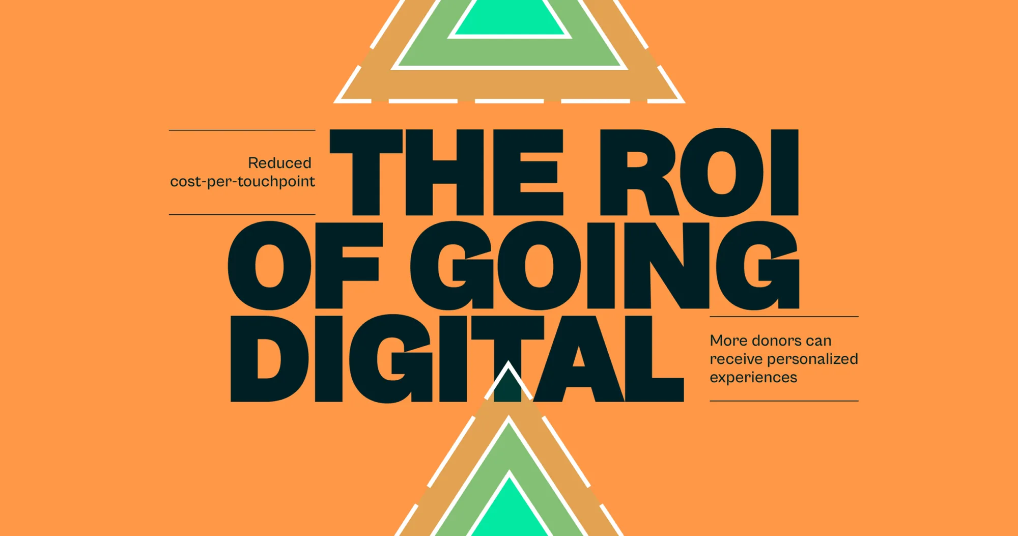 Banner reading The ROI of Going Digital, with the notes reduced cost per touchpoint and more donors can receive personalized experiences
