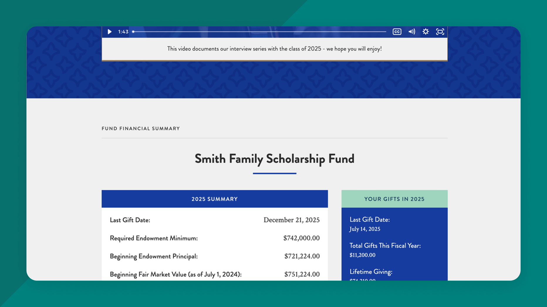 example of stewardship report output. This is a key feature of Ovrture.